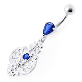 Fancy Ancient Pot Jeweled Dangling Belly Ring