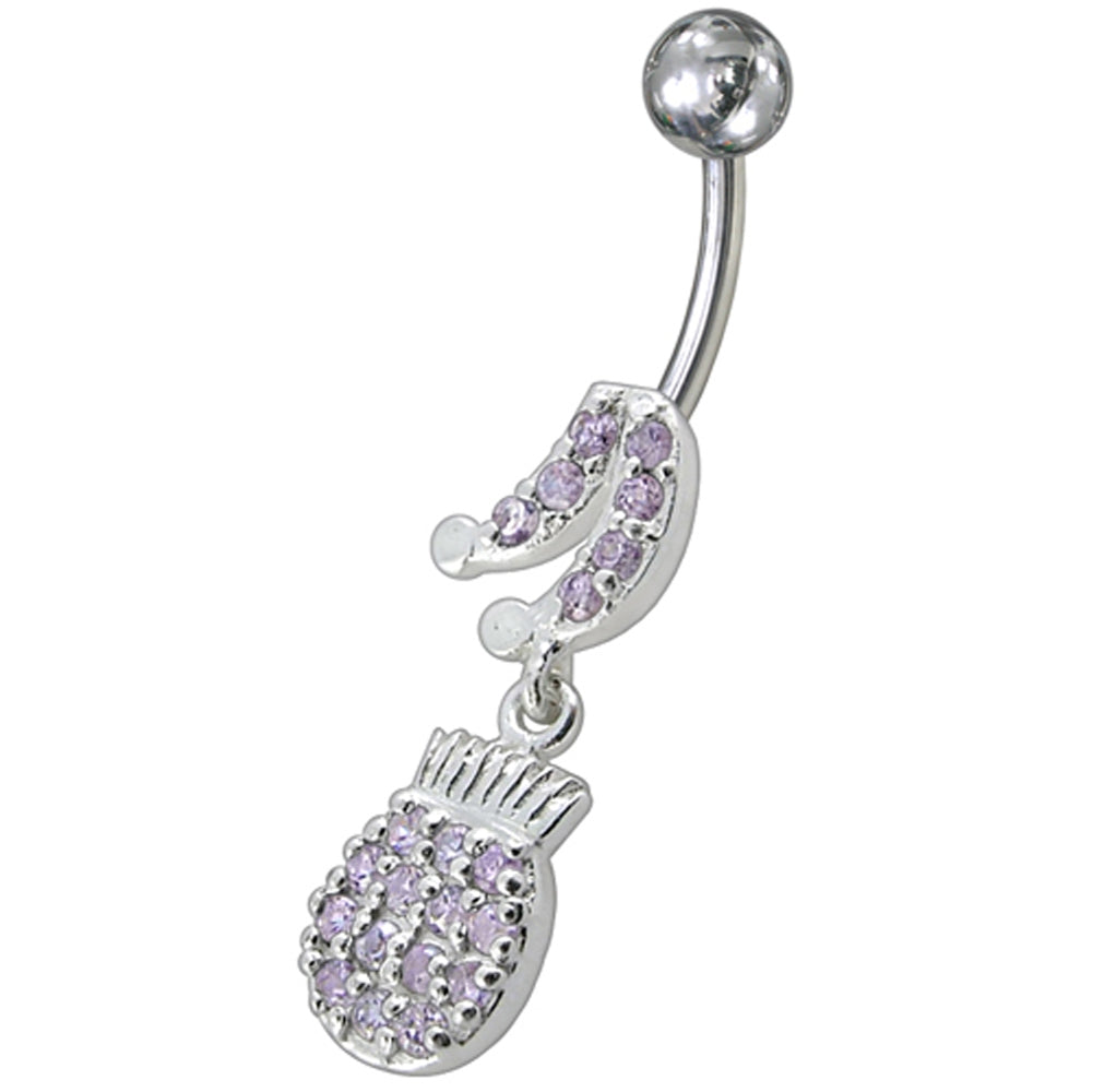 Fancy Music Instrument Jeweled Dangling Navel Belly Ring