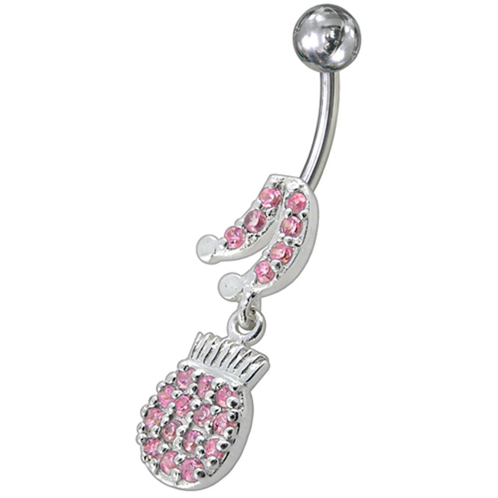 Fancy Music Instrument Jeweled Dangling Navel Belly Ring