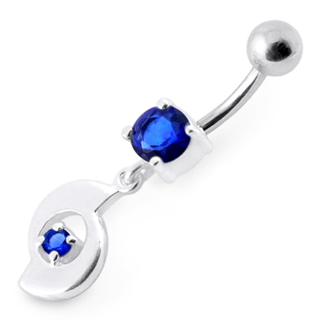 Fancy Jeweled Moving Dangling Curved Bar Belly Ring