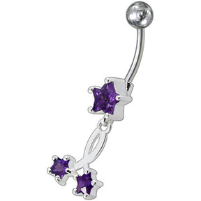 Fancy Standing Star Jeweled Dangling Navel Ring PBM1558