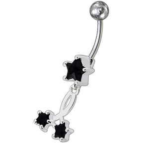 Fancy Standing Star Jeweled Dangling Navel Ring PBM1558