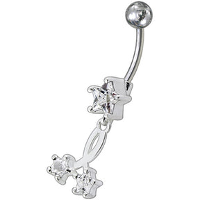 Fancy Standing Star Jeweled Dangling Navel Ring PBM1558