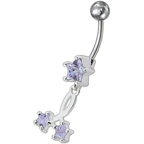 Fancy Standing Star Jeweled Dangling Navel Ring PBM1558