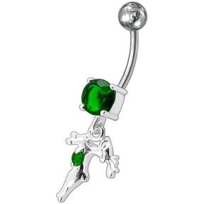 Fancy Jeweled With Single Stone Dangling Belly Ring