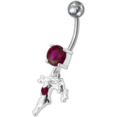 Fancy Jeweled With Single Stone Dangling Belly Ring