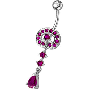 Fancy Vintage Indian Jewelry Jeweled Silver Dangling SS Bar Belly Ring