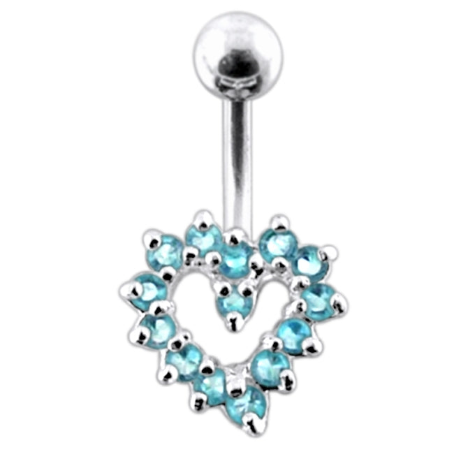 Jeweled Cut Out Heart Non-Moving Belly Ring