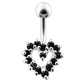 Jeweled Cut Out Heart Non-Moving Belly Ring