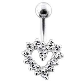 Jeweled Cut Out Heart Non-Moving Belly Ring