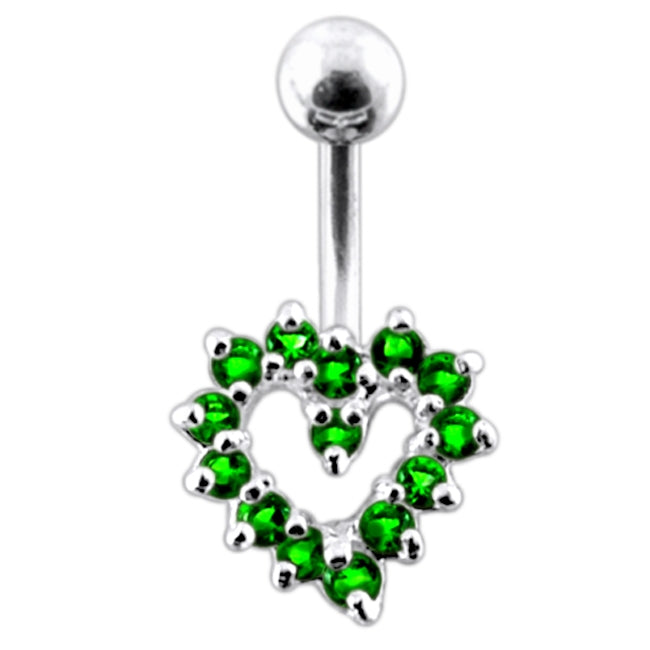 Jeweled Cut Out Heart Non-Moving Belly Ring