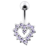 Jeweled Cut Out Heart Non-Moving Belly Ring