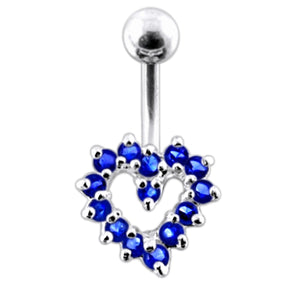 Jeweled Cut Out Heart Non-Moving Belly Ring