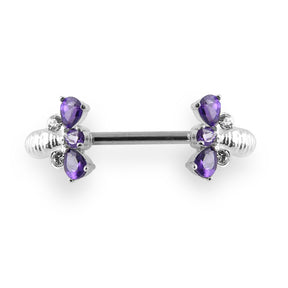 Jeweled Bee Silver Nipple Bar