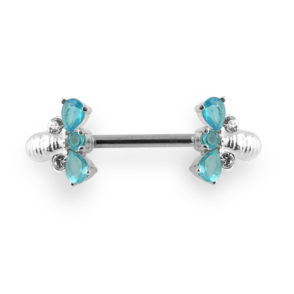 Jeweled Bee Silver Nipple Bar