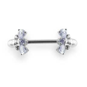 Jeweled Bee Silver Nipple Bar