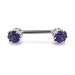 Prong Set Fancy Gem  Silver Nipple Bar