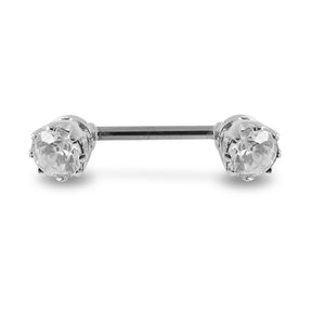 Prong Set Fancy Gem  Silver Nipple Bar