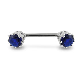 Prong Set Fancy Gem  Silver Nipple Bar