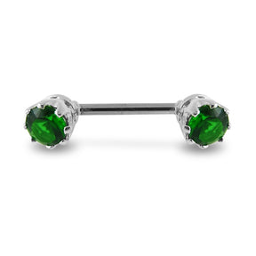 Prong Set Fancy Gem  Silver Nipple Bar