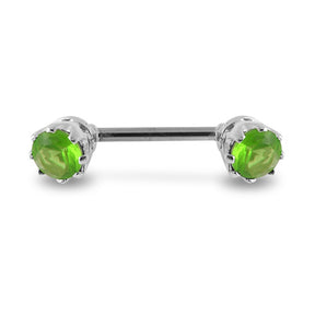 Prong Set Fancy Gem  Silver Nipple Bar