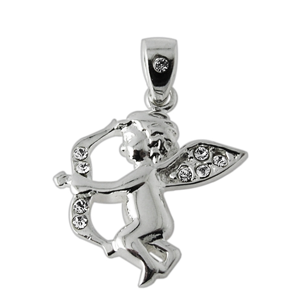 925 Sterling Silver Jeweled Love Angel Pendant