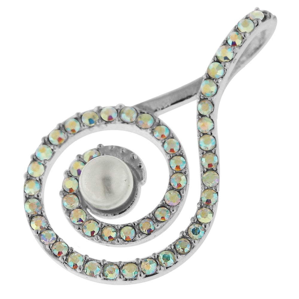 925 Sterling Silver Jeweled Fancy Centered PEARL Pendant