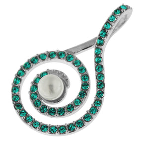 925 Sterling Silver Jeweled Fancy Centered PEARL Pendant