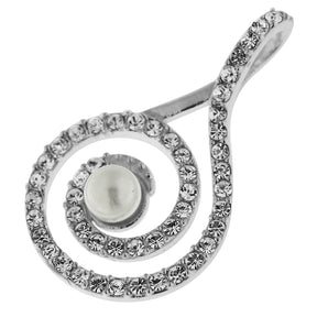 925 Sterling Silver Jeweled Fancy Centered PEARL Pendant