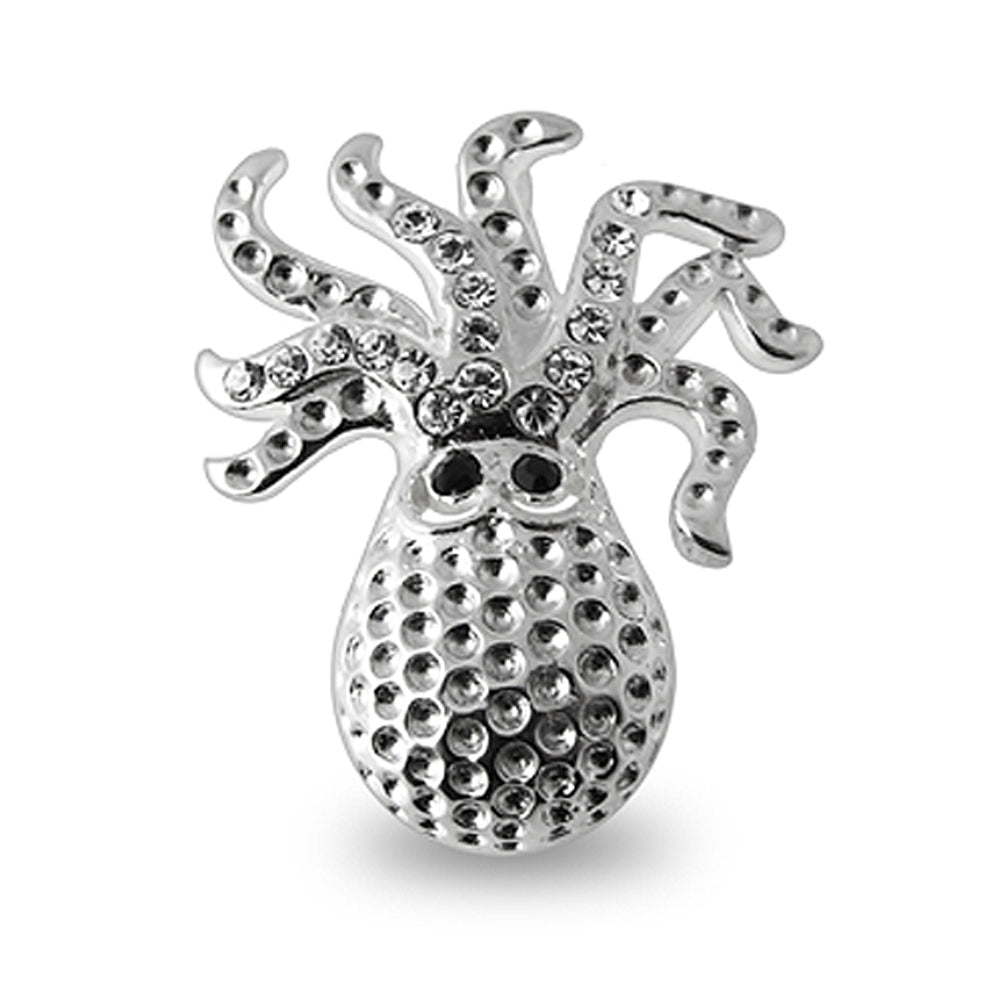 925 Sterling Silver Jeweled octopus Pendant
