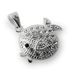 925 Sterling Silver Jeweled Fish Pendant