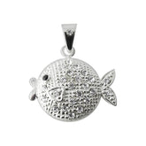 925 Sterling Silver Jeweled Fish Pendant