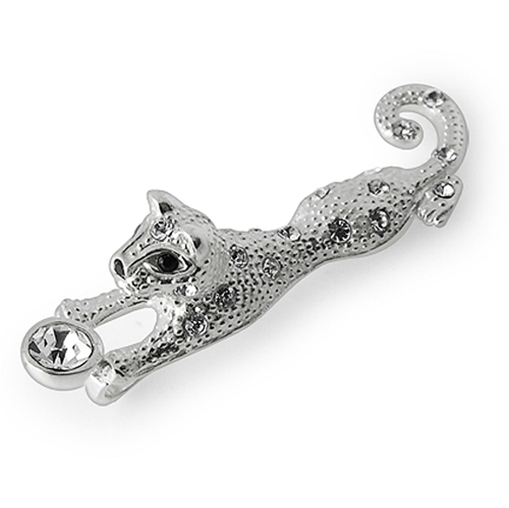 925 Sterling Silver Jeweled Leopard Pendant