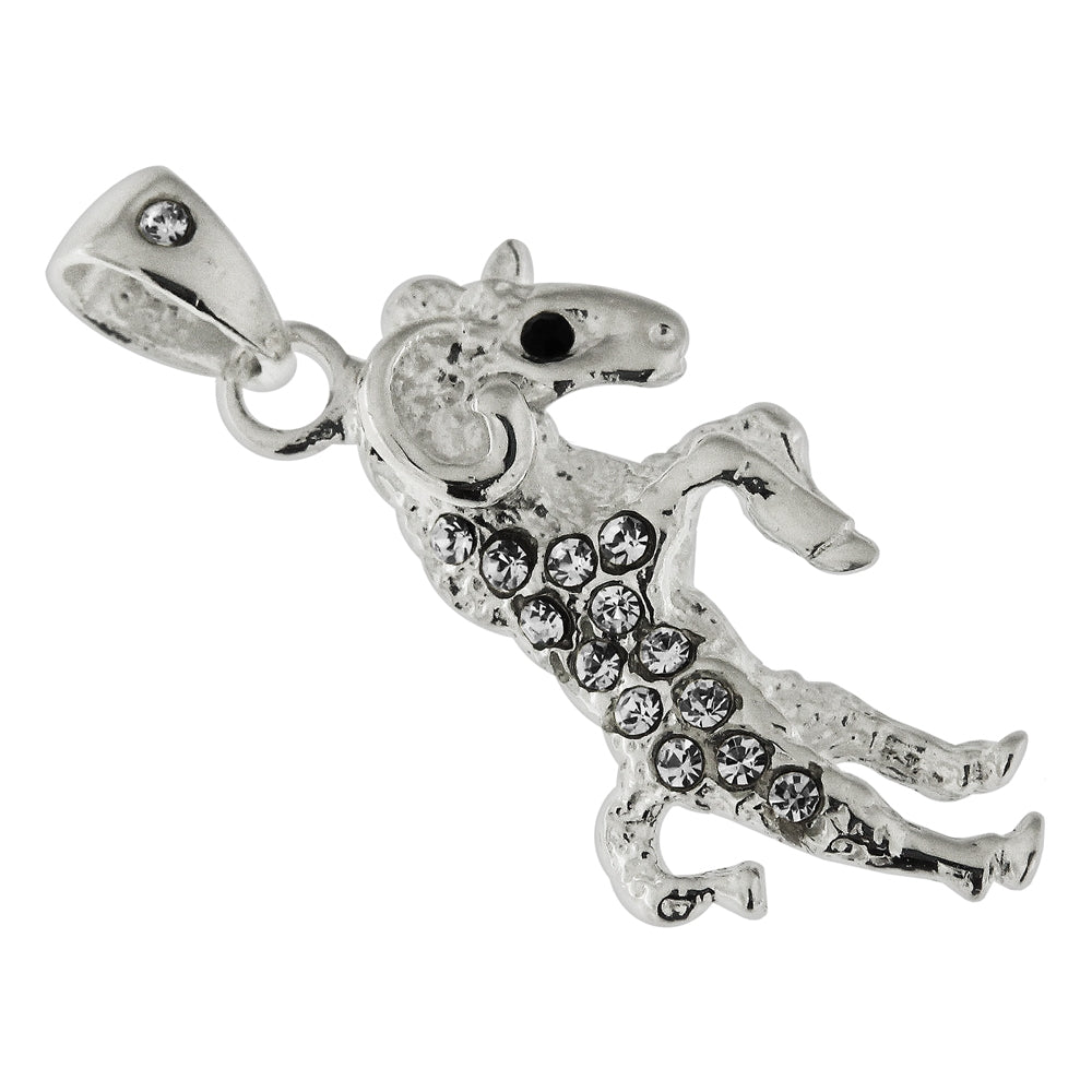 925 Sterling Silver Jeweled Goat Pendant