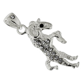 925 Sterling Silver Jeweled Goat Pendant