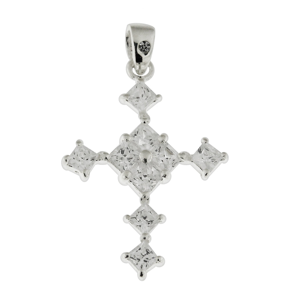 925 Sterling Silver Jeweled Cross Pendant PBPJ088