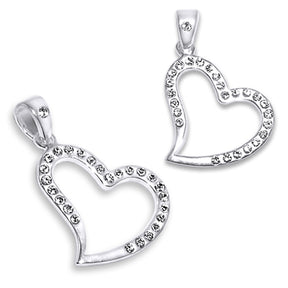 925 Sterling Silver Heart Pendant With Cubic Zirconia Stones