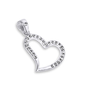 925 Sterling Silver Heart Pendant With Cubic Zirconia Stones