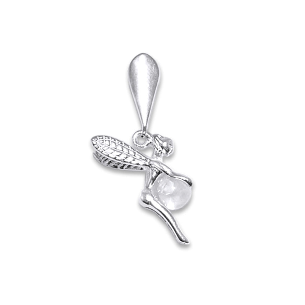 925 Sterling Silver Jeweled Flying Angel Pendant