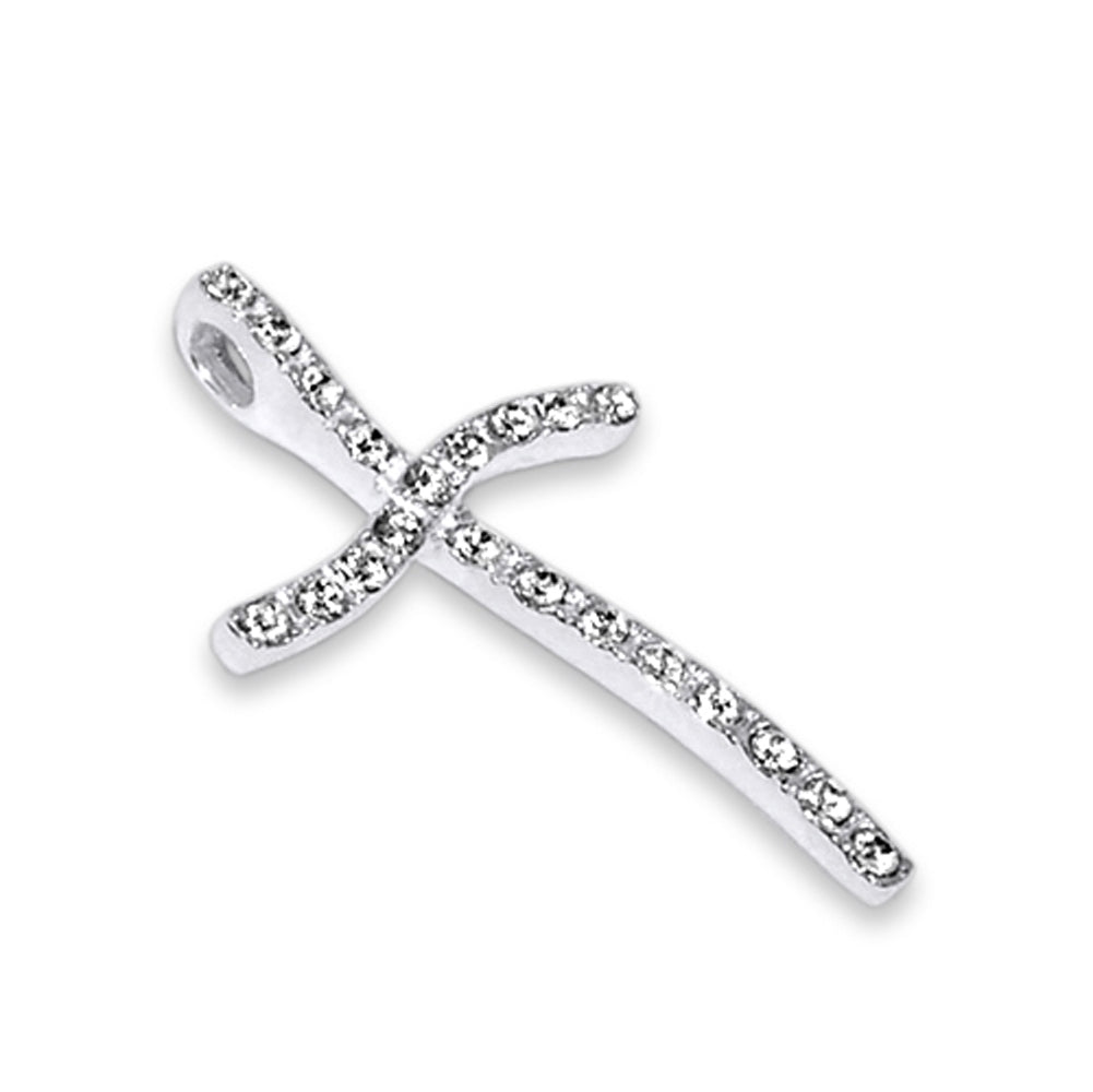925 Sterling Silver White Zirconia Cross Pendant