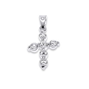 Sterling Silver Jeweled Methodist Cross Pendant  Cubic Zirconia Stones
