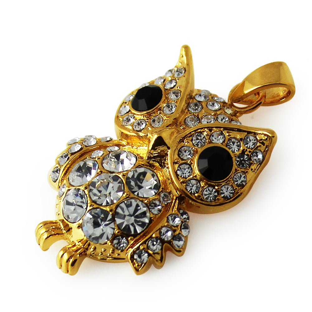 Gold Platted Jeweled OWL Pendant