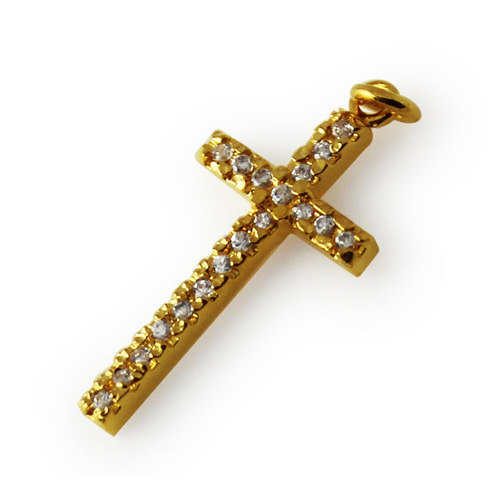 Gold Platted Jeweled Cross Pendant