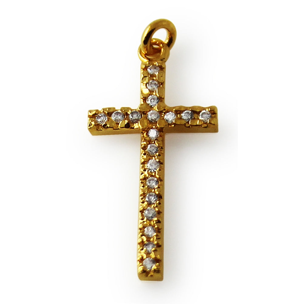 Gold Platted Jeweled Cross Pendant