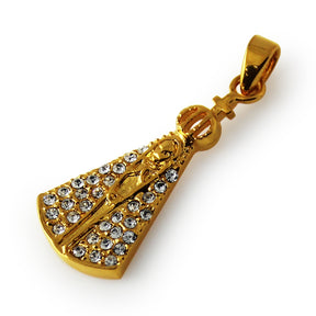 Gold Platted Virgin Mary Jeweled Pendant