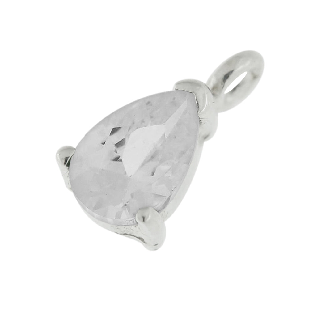 925 Sterling Silver 4mm Tear Shape Jeweled Pendant