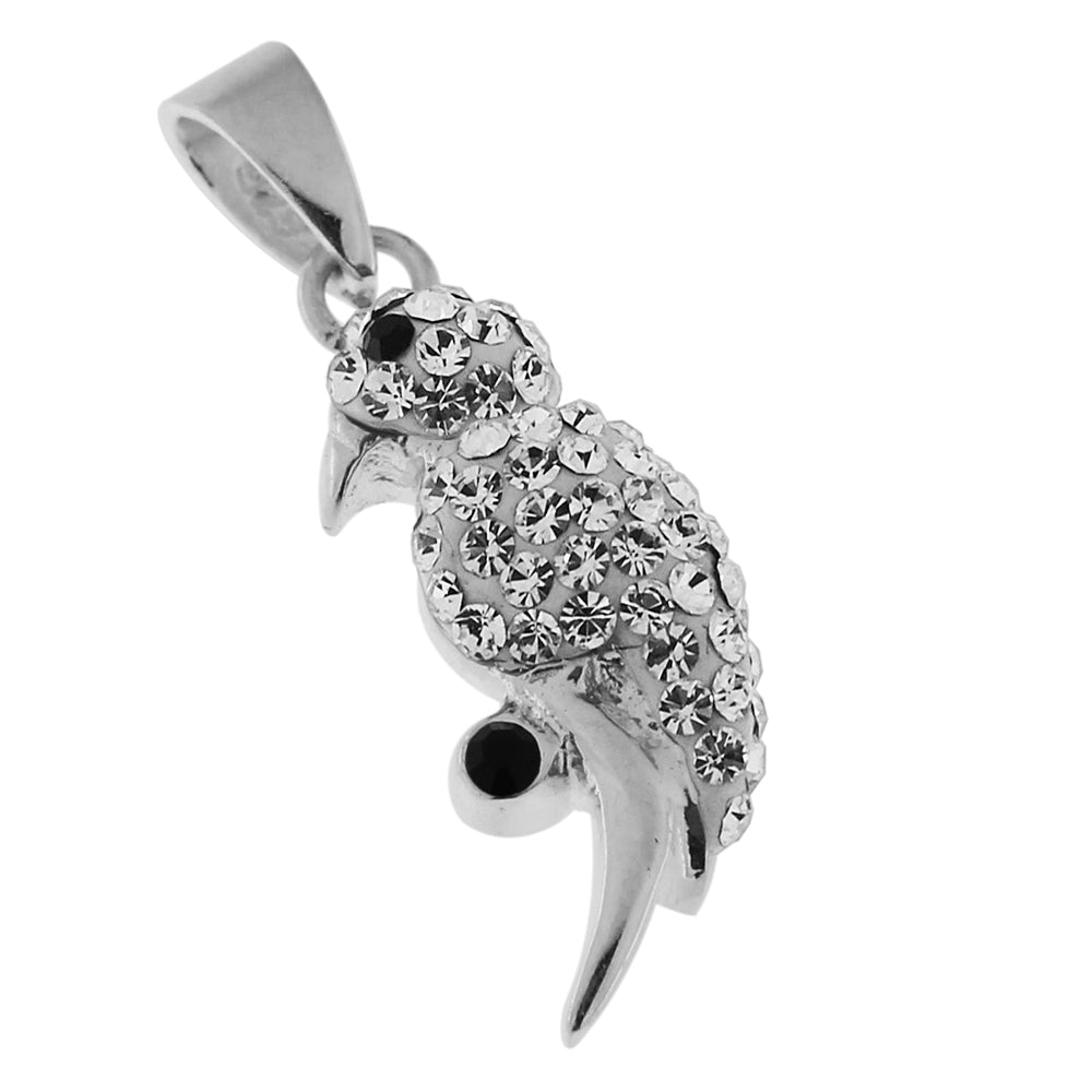 925 Sterling Silver Jeweled Parrot Pendant