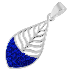 Jeweled Leaf 925 Sterling Silver Pendant