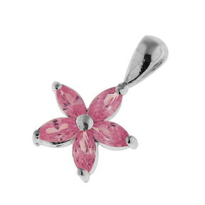 925 Sterling Silver Jeweled Flower Pendant