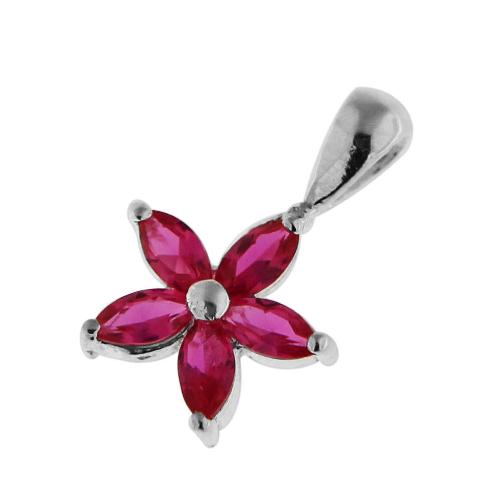 925 Sterling Silver Jeweled Flower Pendant